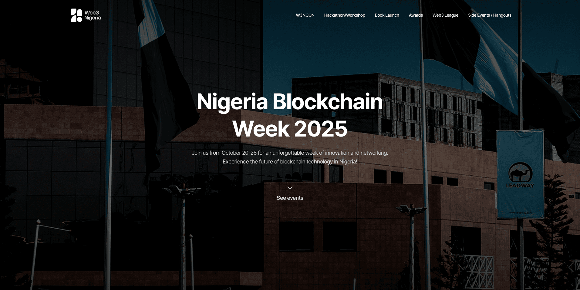 Nigeria Blockchain Week — Event site for Nigeria's blockchain week with conferences, hackathons, and awards