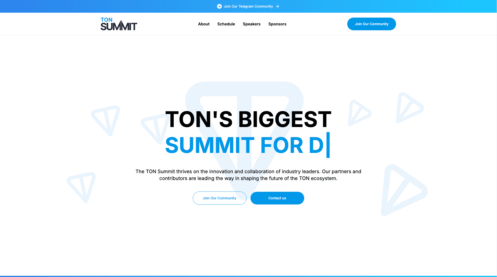 Ton Summit — Landing page for the TON ecosystem's flagship developer summit