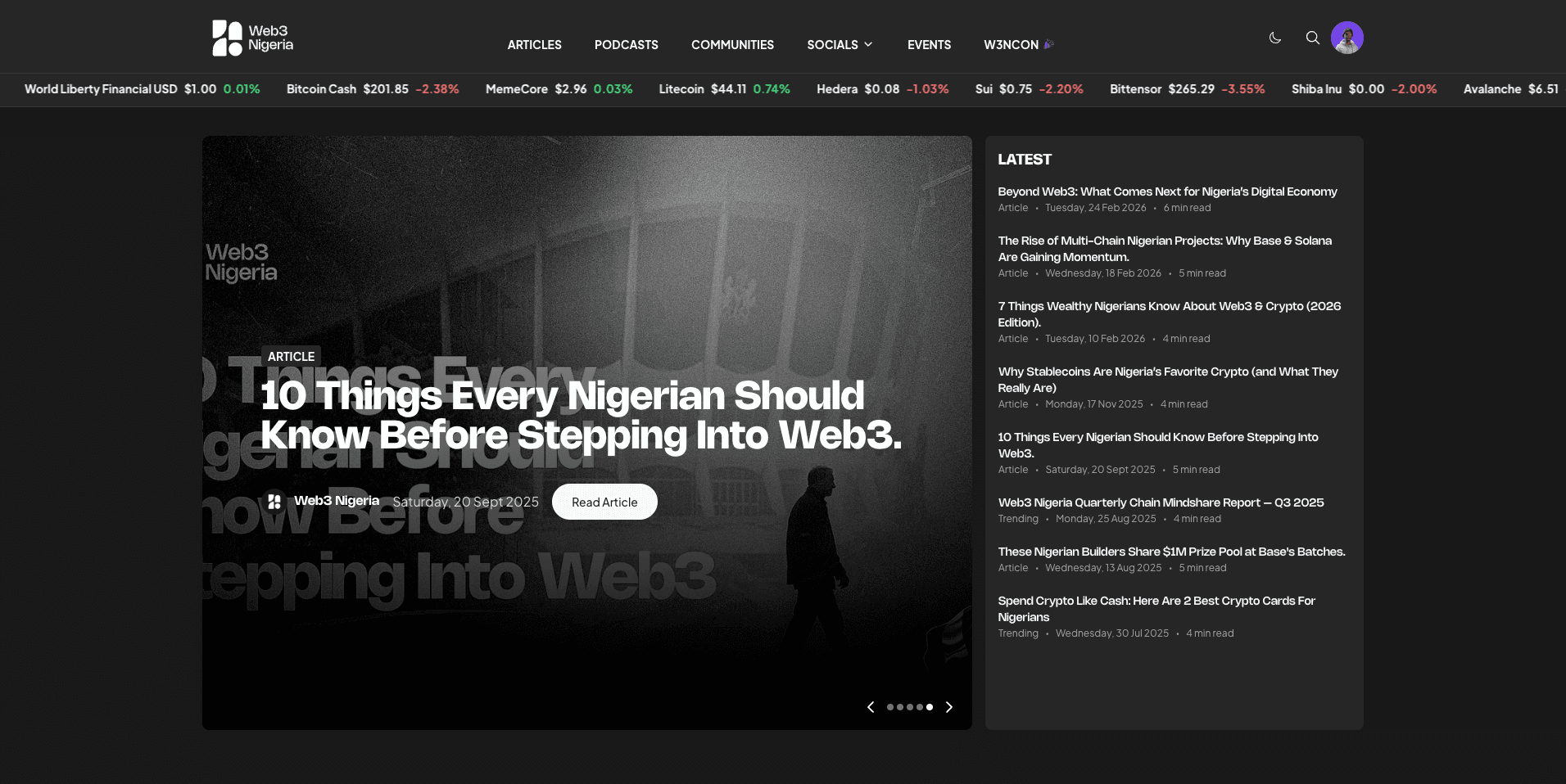 Web3 Nigeria Blog — Web3 news, articles, and podcasts with live crypto price tracking
